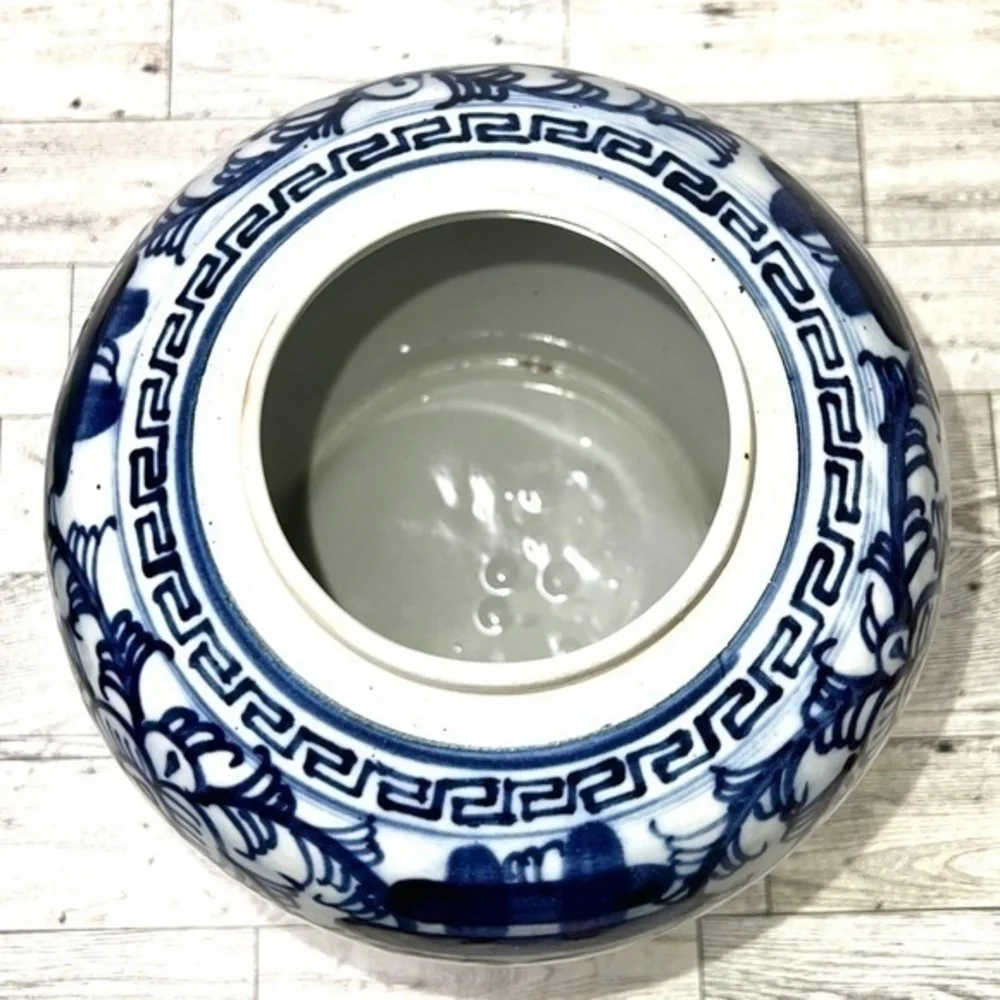 Double Happiness  Ginger Jar 9” Blue and White